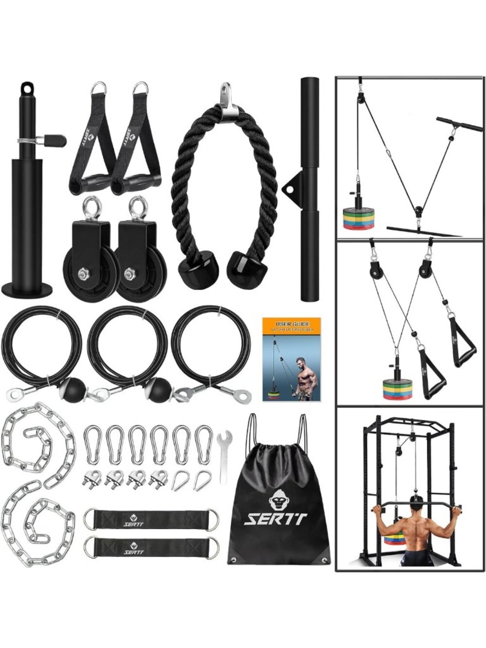 Adjustable Cable Pulley System for Home Gym - LAT Pull Down, Bicep & Tricep